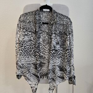 Equipment Black and Gray Patterned Blouse